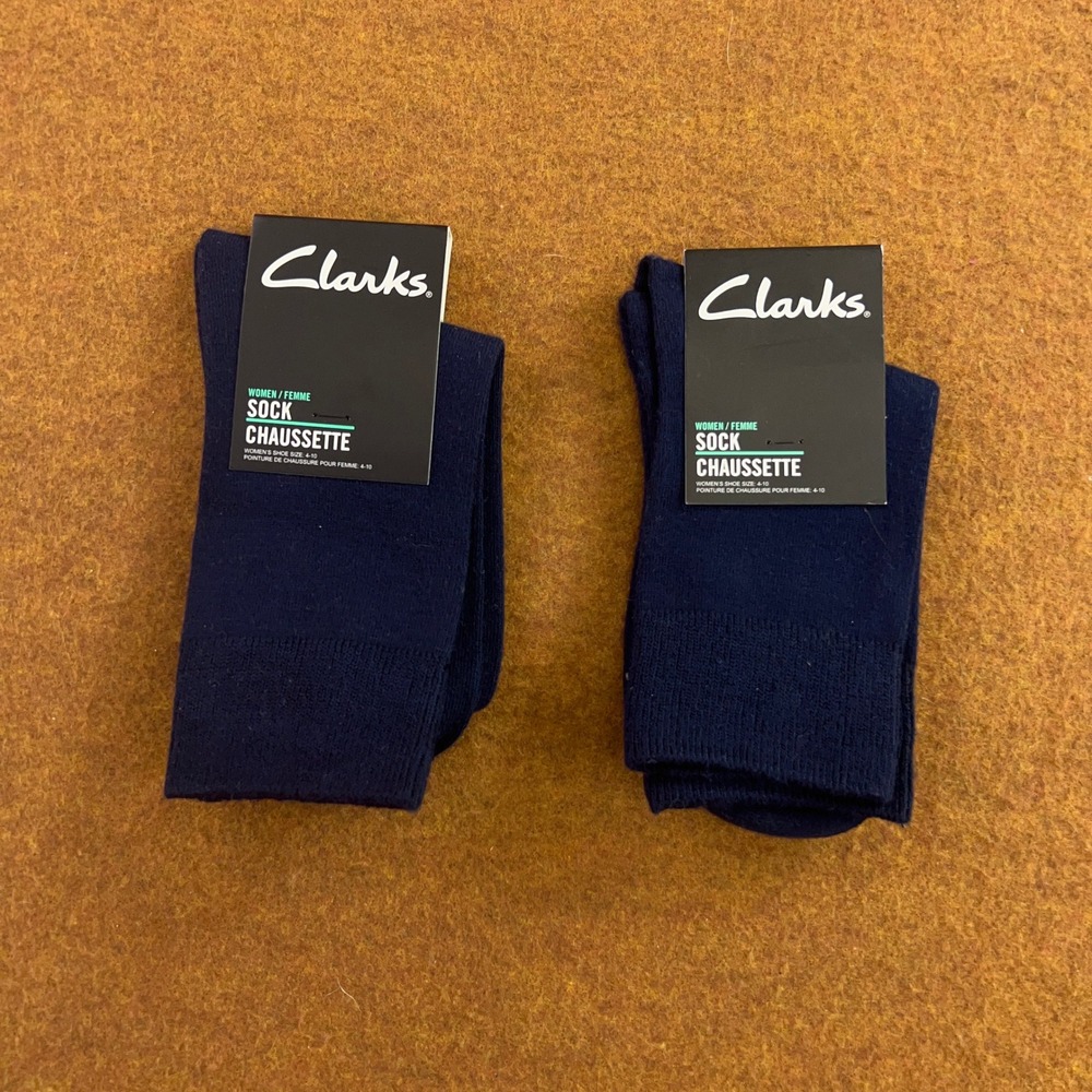Clarks Womens Shoe Size 4-10 Navy Blue Bamboo Blend Ribbed Crew Socks 1 Pair NWT